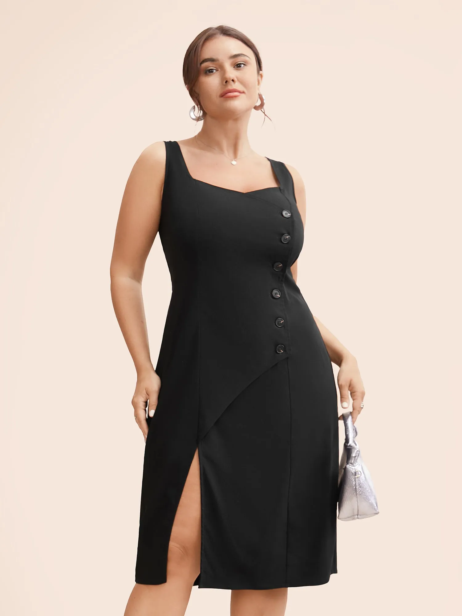 Stretch Woven Cut-Out Midi Dress sold by Bloomchic