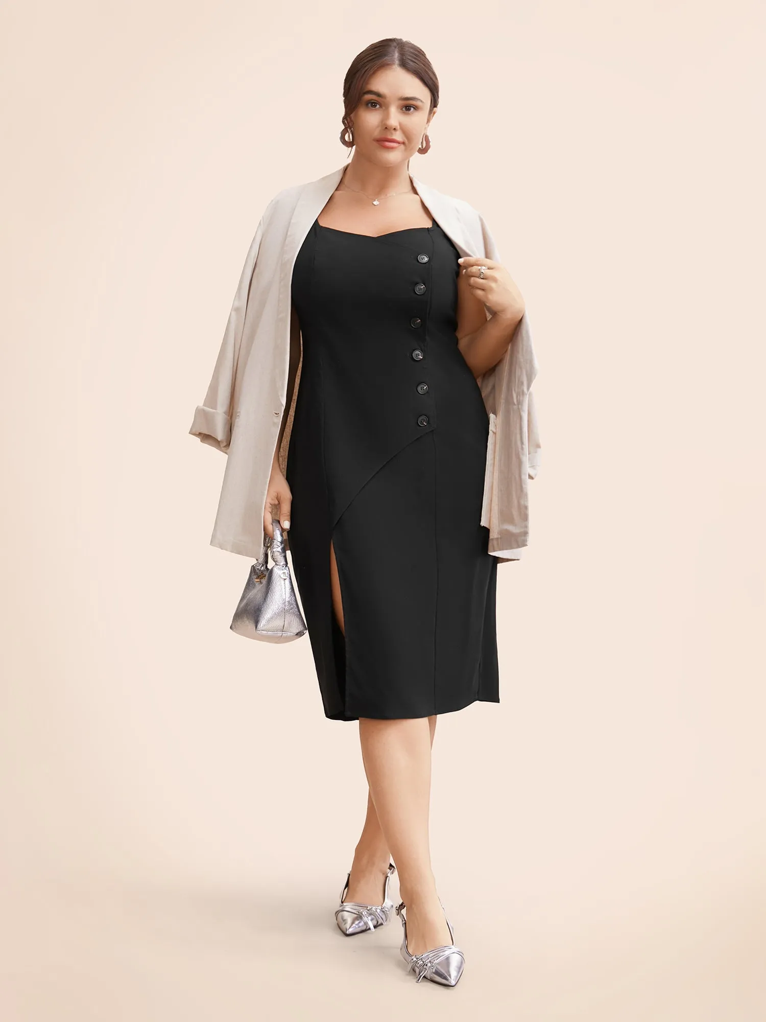 Stretch Woven Cut-Out Midi Dress sold by Bloomchic product image thumbnail 2