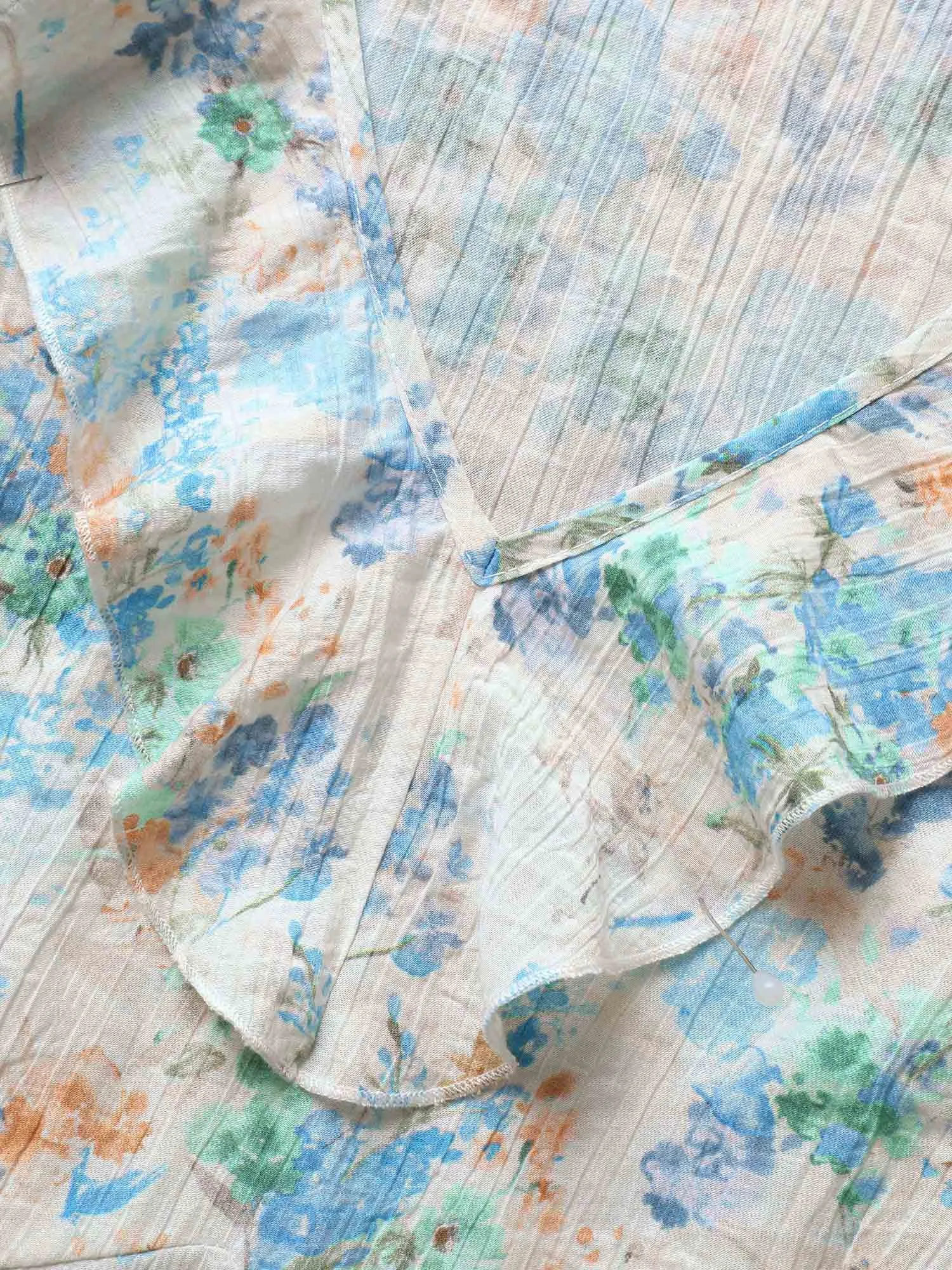 Floral Bell Sleeve Ruffle Trim Blouse sold by Bloomchic product image thumbnail 5