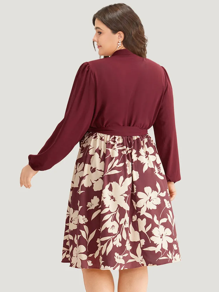 Silhouette Floral Print Belted Pleated Dress sold by Bloomchic product image thumbnail 5