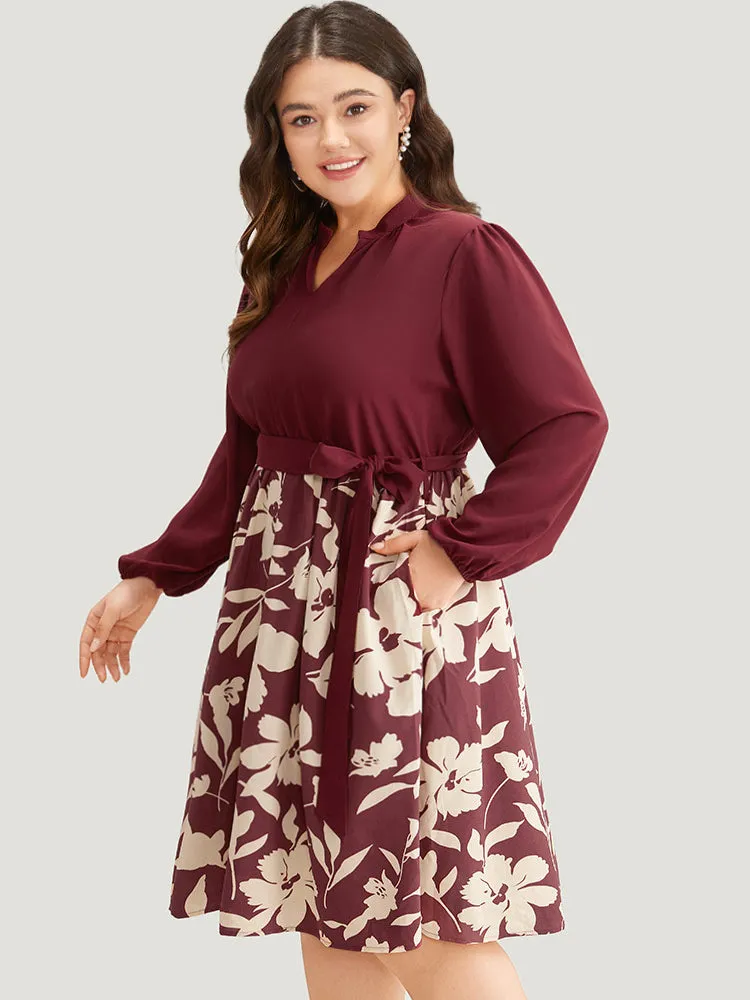 Silhouette Floral Print Belted Pleated Dress sold by Bloomchic product image thumbnail 4
