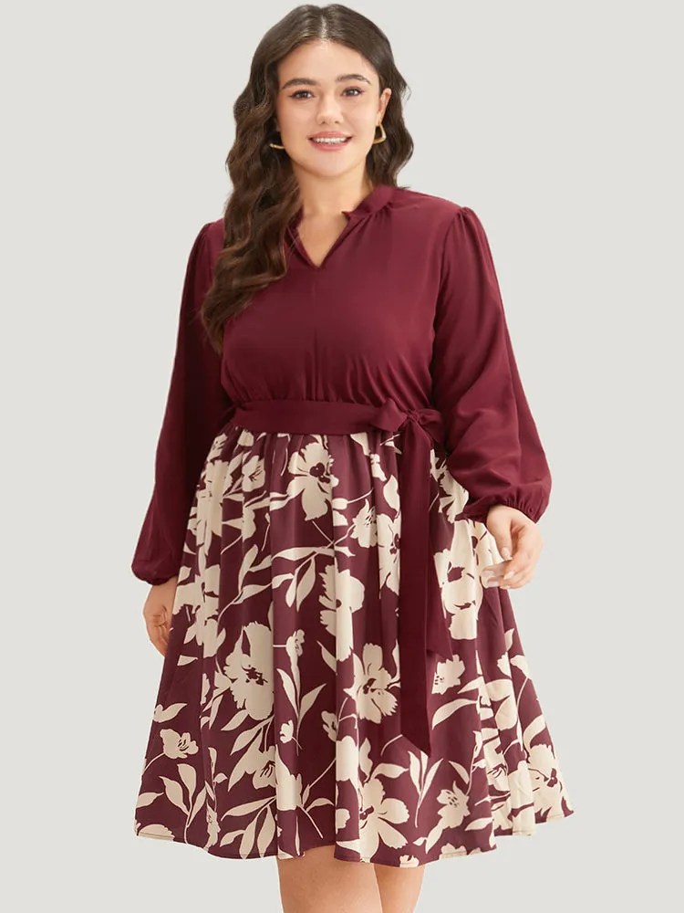 Silhouette Floral Print Belted Pleated Dress sold by Bloomchic product image thumbnail 3