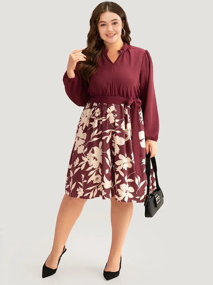Silhouette Floral Print Belted Pleated Dress sold by Bloomchic product image thumbnail 2