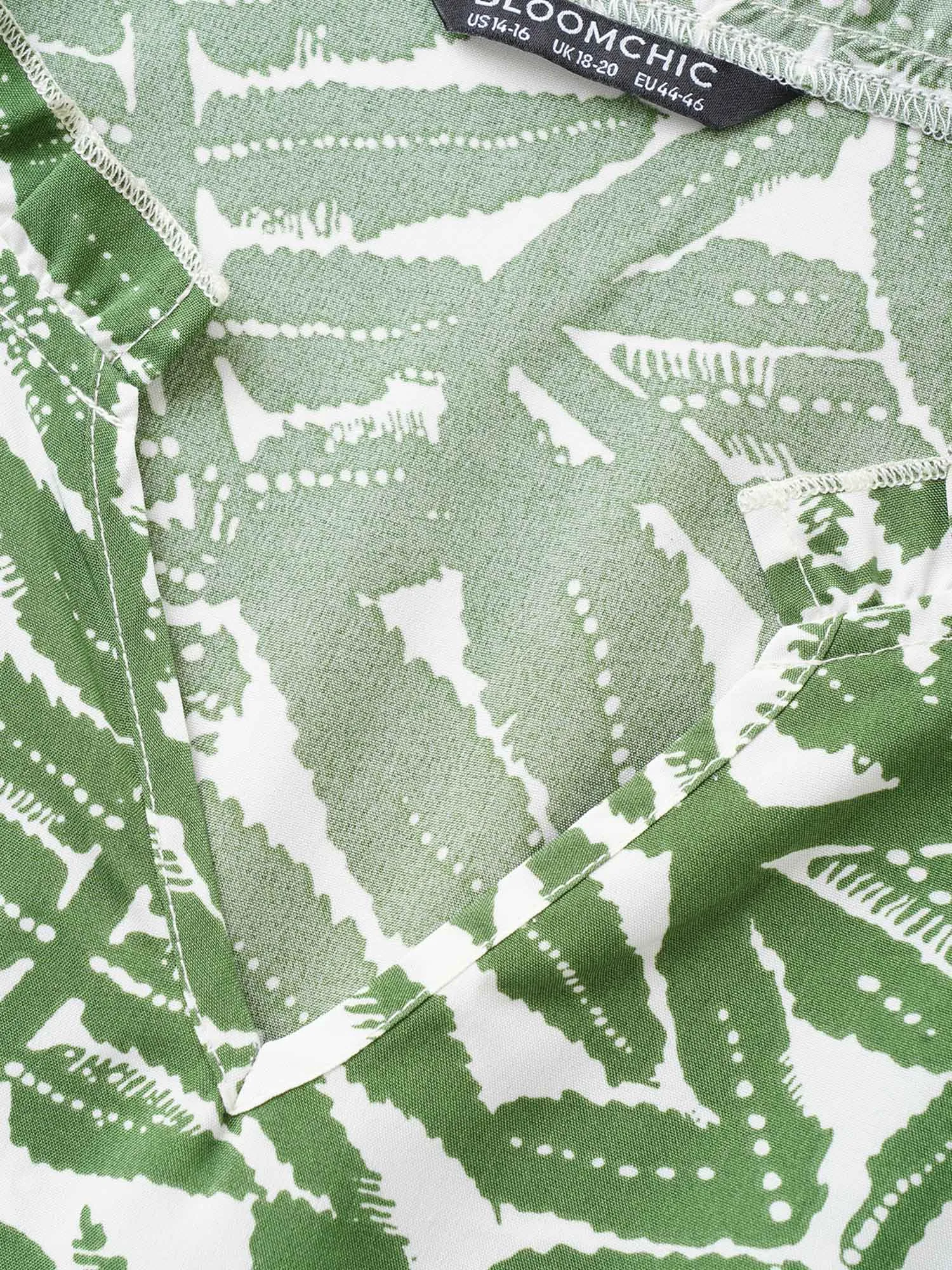 Tropical Print Ruffle Cap Sleeve Patchwork Ruffles Dress sold by Bloomchic product image thumbnail 5