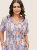 Patchwork Floral Button Detail Pocket Dress sold by Bloomchic