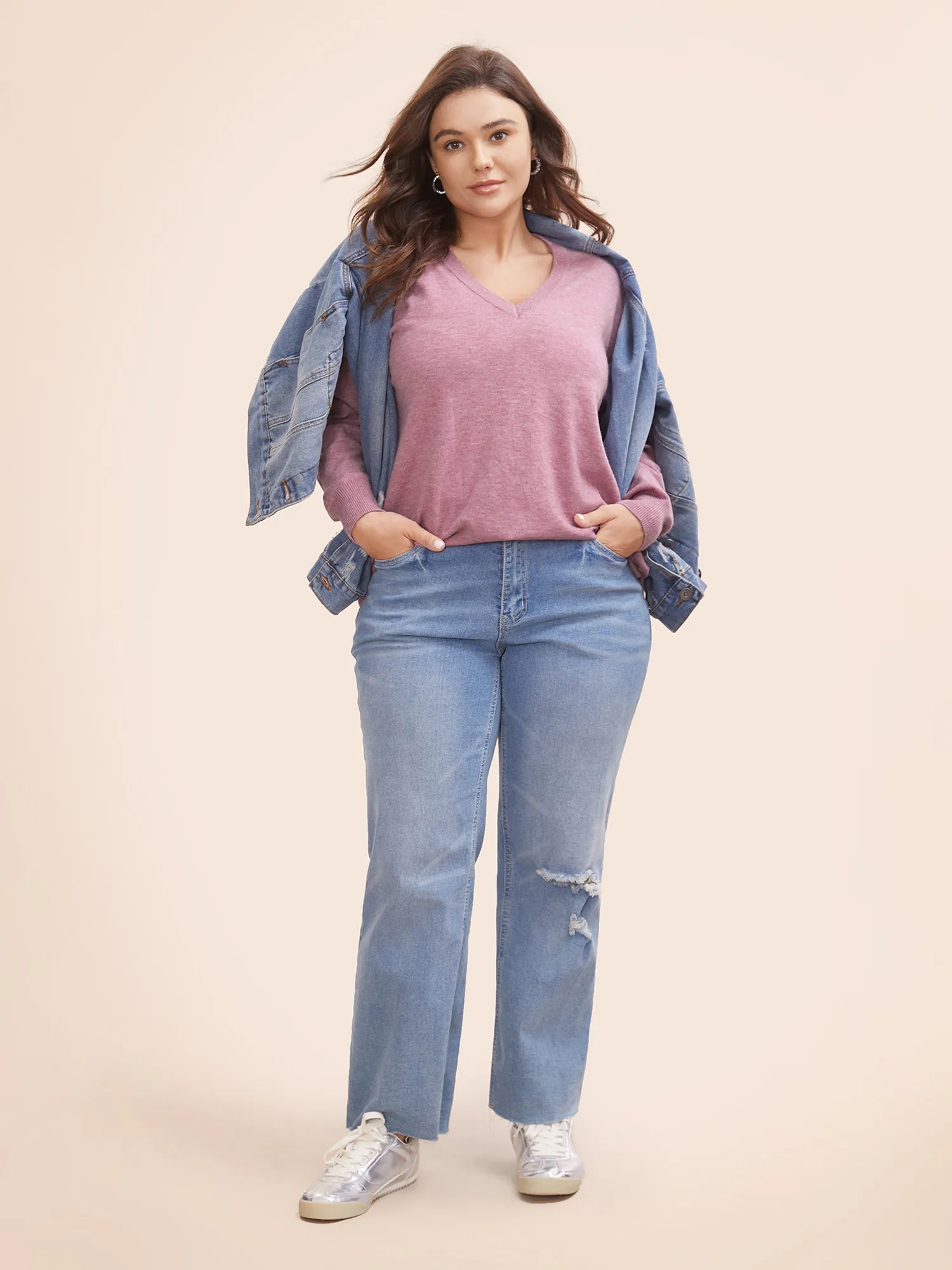 Supersoft Essentials Button Slit Hem Pullover sold by Bloomchic product image thumbnail 3