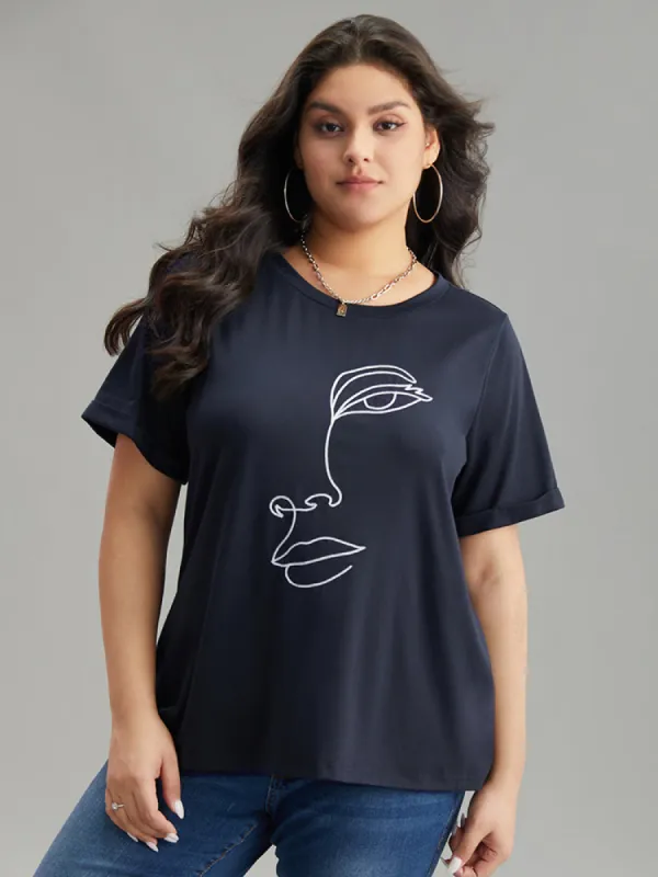 Art & Design Embroidered Crew Neck T-shirt sold by Bloomchic