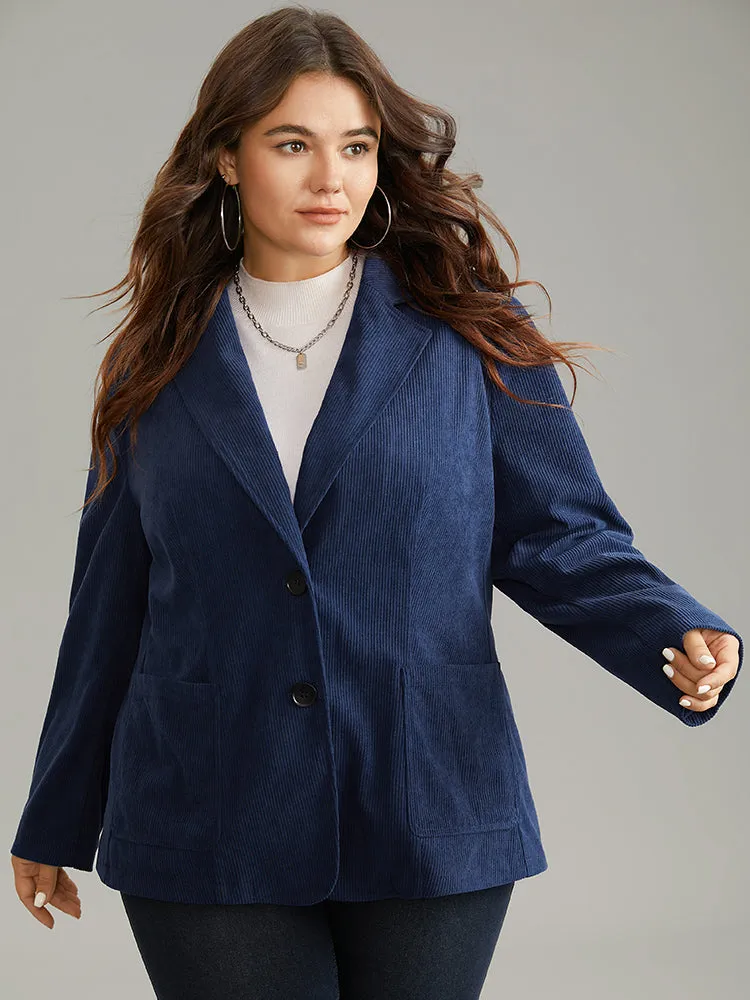 Solid Corduroy Suit Collar Button Up Blazer sold by Bloomchic