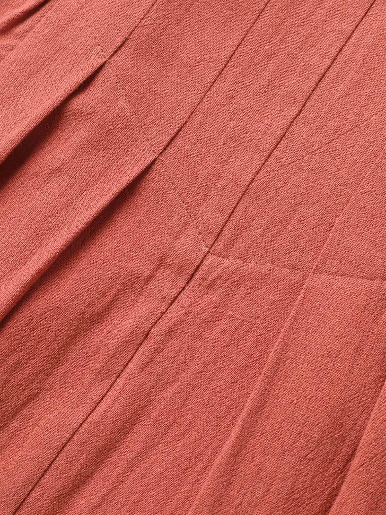 Solid Pleated Hem Pocket Tie Shoulder Overall Dress sold by Bloomchic product image thumbnail 5