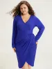 Solid Wrap Hem Gathered Dress sold by Bloomchic