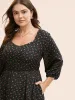 Ditsy Floral Heart Neckline Lantern Sleeve Dress sold by Bloomchic