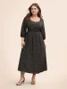 Ditsy Floral Heart Neckline Lantern Sleeve Dress sold by Bloomchic