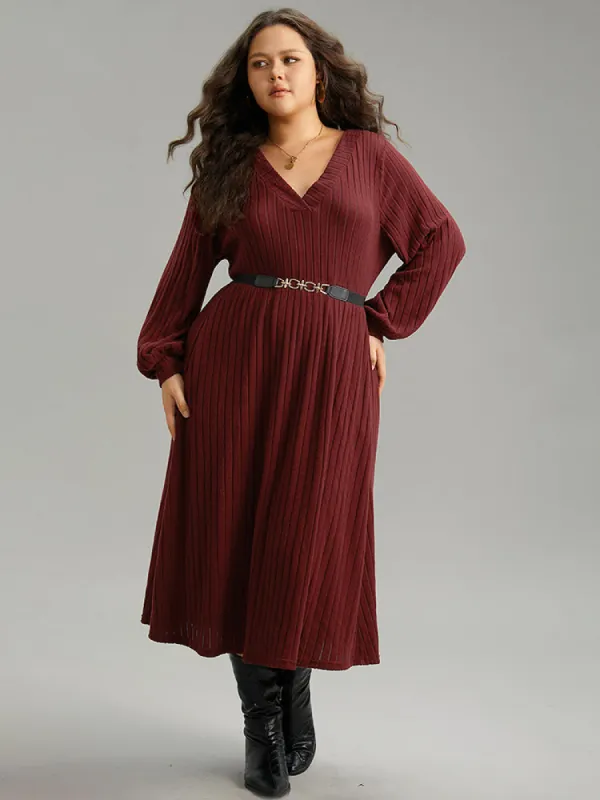 Solid Rib Knit Pocket Elastic Waist Dress sold by Bloomchic