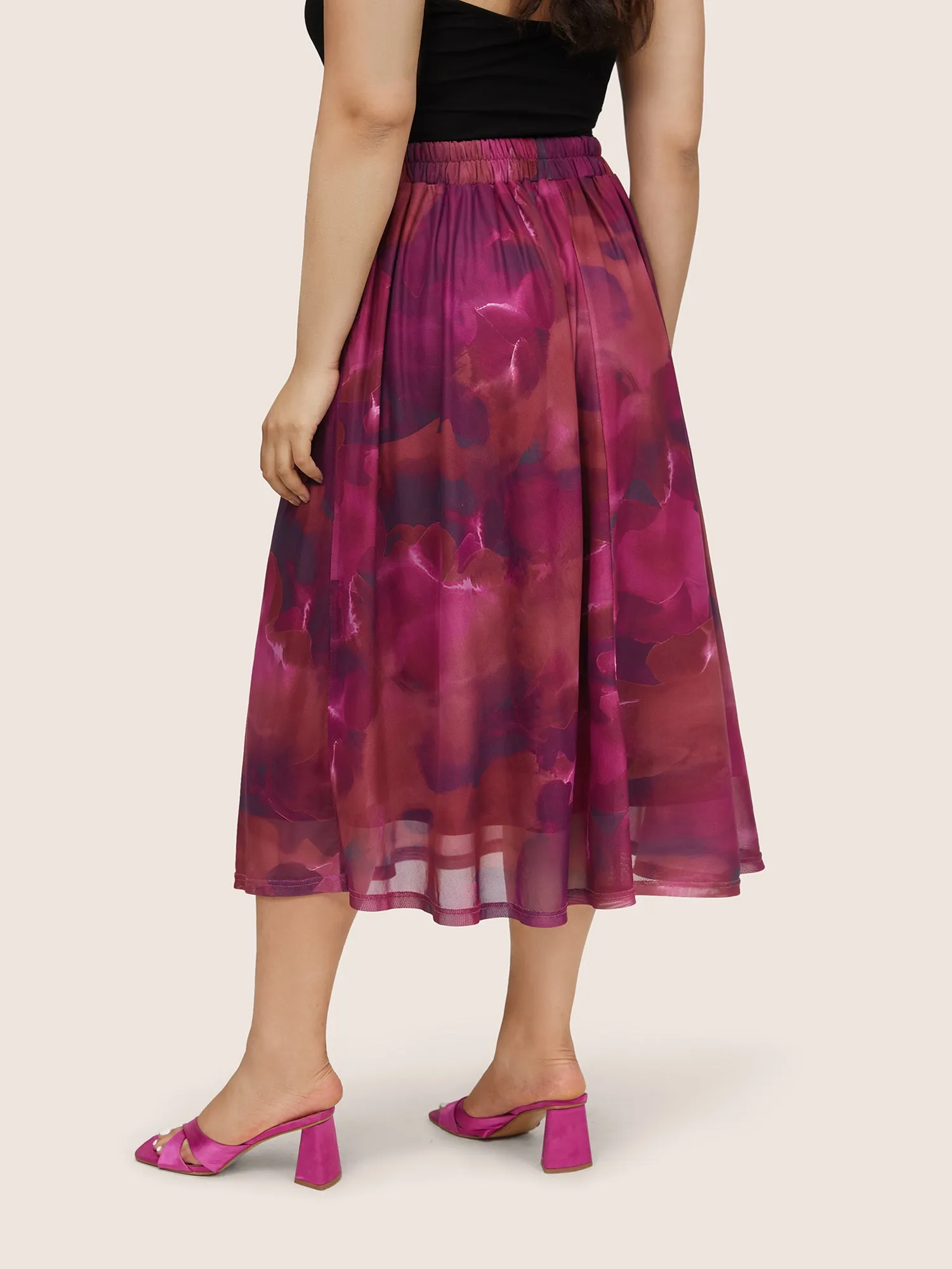 Pixel Flower Elastic Waist Patchwork Mesh Skirt sold by Bloomchic product image thumbnail 3