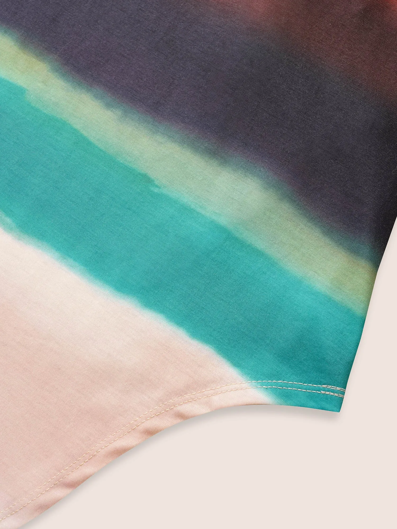 Ombre Contrast V Neck Curved Hem Dress sold by Bloomchic product image thumbnail 5