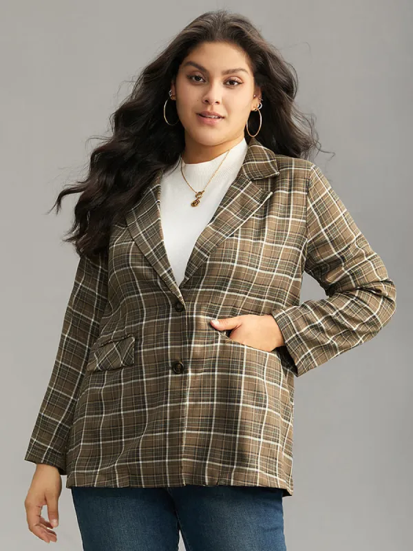 Plaid Flap Pocket Button Through Blazer sold by Bloomchic