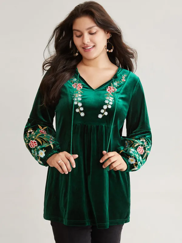 Velvet Plants Embroidered Tassels Ties T-shirt sold by Bloomchic