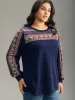 Paisley Contrast Patchwork Rib Knit Sweatshirt sold by Bloomchic
