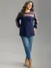 Paisley Contrast Patchwork Rib Knit Sweatshirt sold by Bloomchic