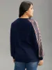 Paisley Contrast Patchwork Rib Knit Sweatshirt sold by Bloomchic