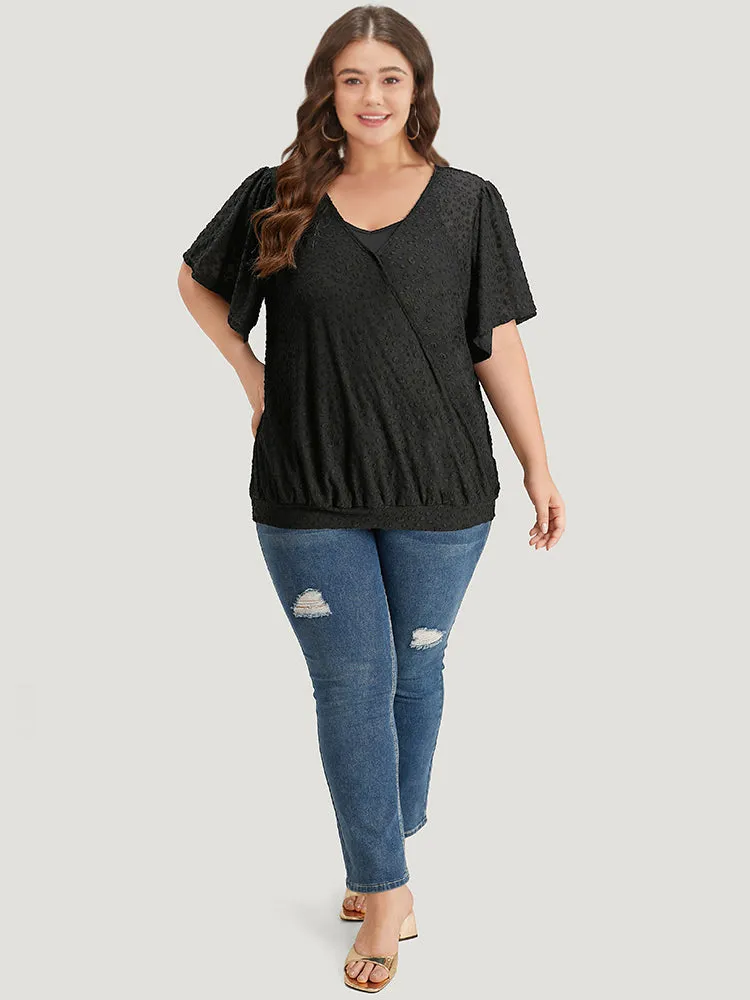 Plisse Surplice Neck Ruffle Trim T-shirt sold by Bloomchic product image thumbnail 4