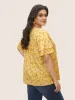 Boho Print Cross Straps Tiered Ruffle Sleeve Blouse sold by Bloomchic