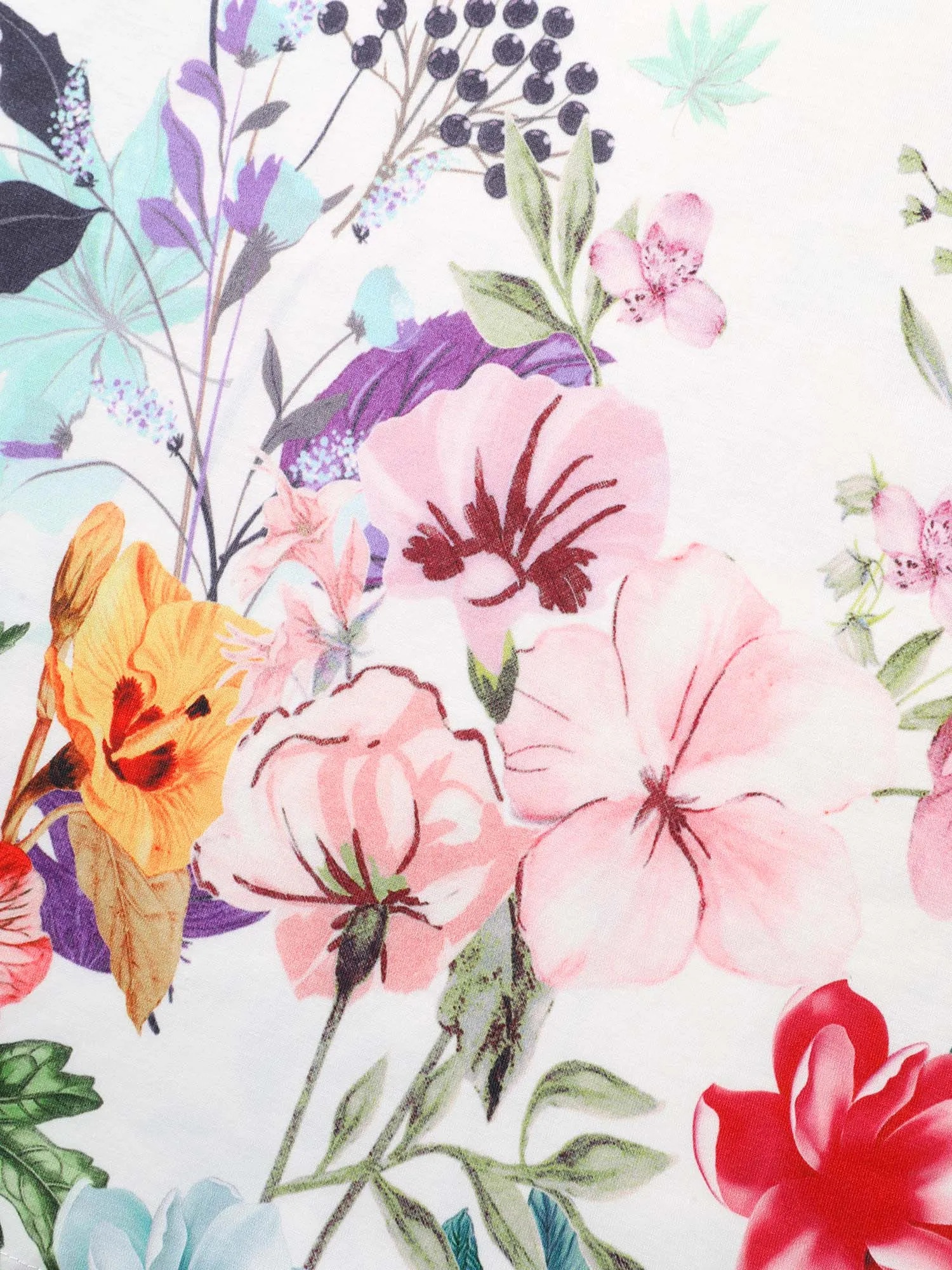 Round Neck Natural Flowers Cuffed Sleeve T-shirt sold by Bloomchic product image thumbnail 5