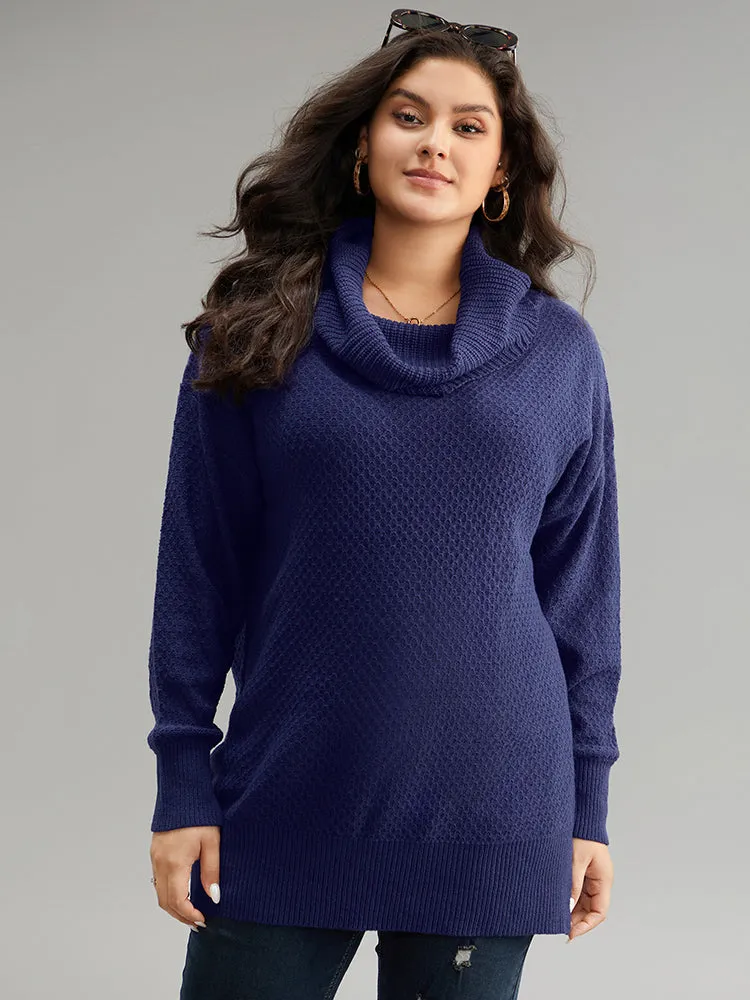 Solid Turtle Neck Split Side Pullover sold by Bloomchic