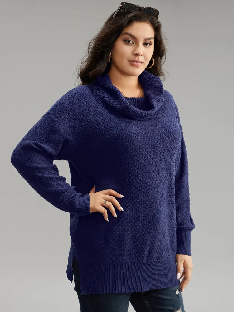 Solid Turtle Neck Split Side Pullover sold by Bloomchic product image thumbnail 4