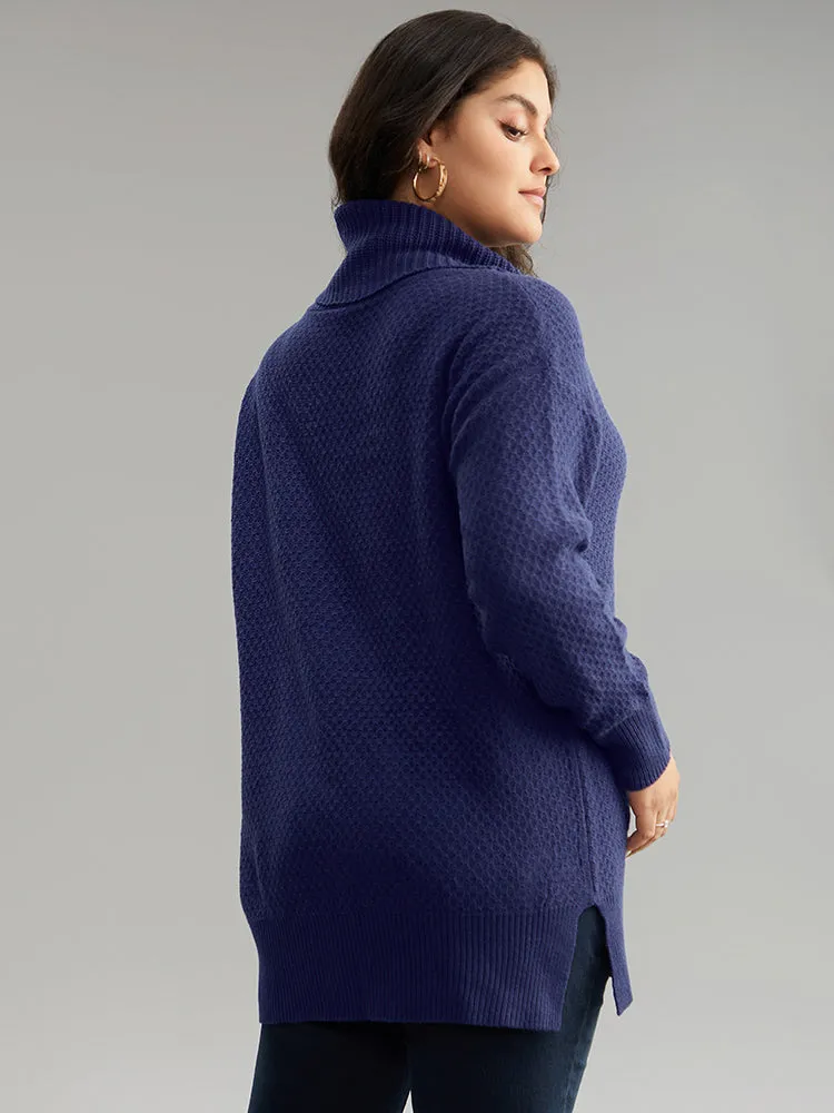 Solid Turtle Neck Split Side Pullover sold by Bloomchic product image thumbnail 2