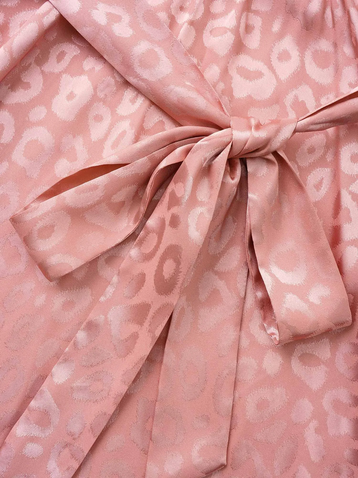 Leopard Shirred Wrap Belted Gathered Dress sold by Bloomchic product image thumbnail 5