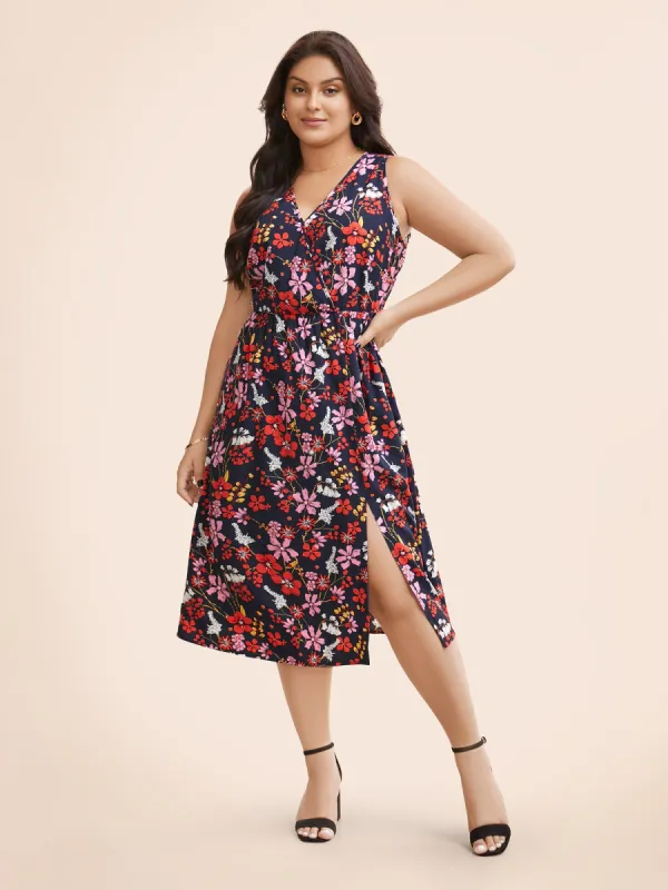 Floral Print Split Hem Sleeveless Dress sold by Bloomchic
