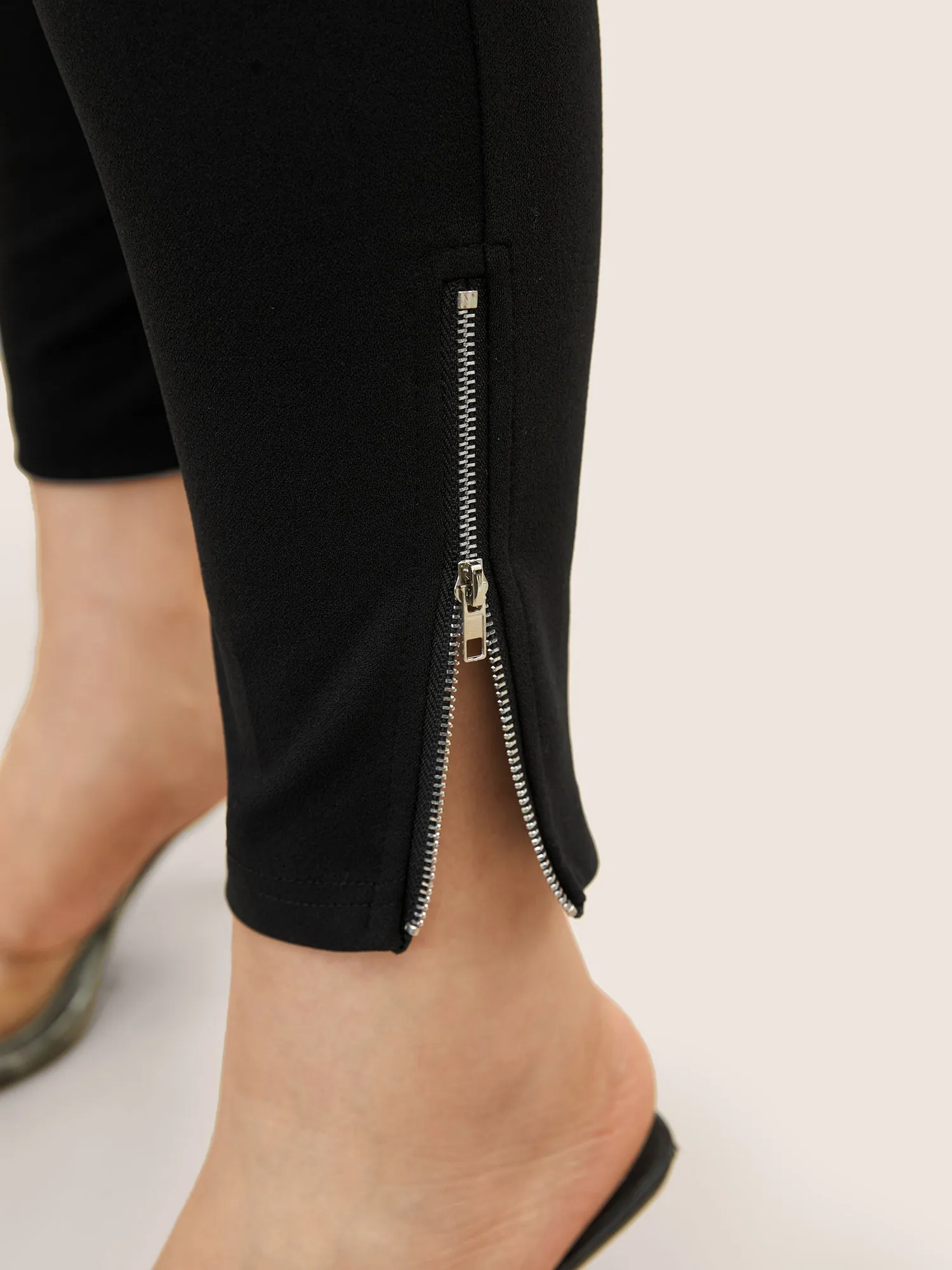 Solid High Rise Zipper Hem Leggings sold by Bloomchic product image thumbnail 5