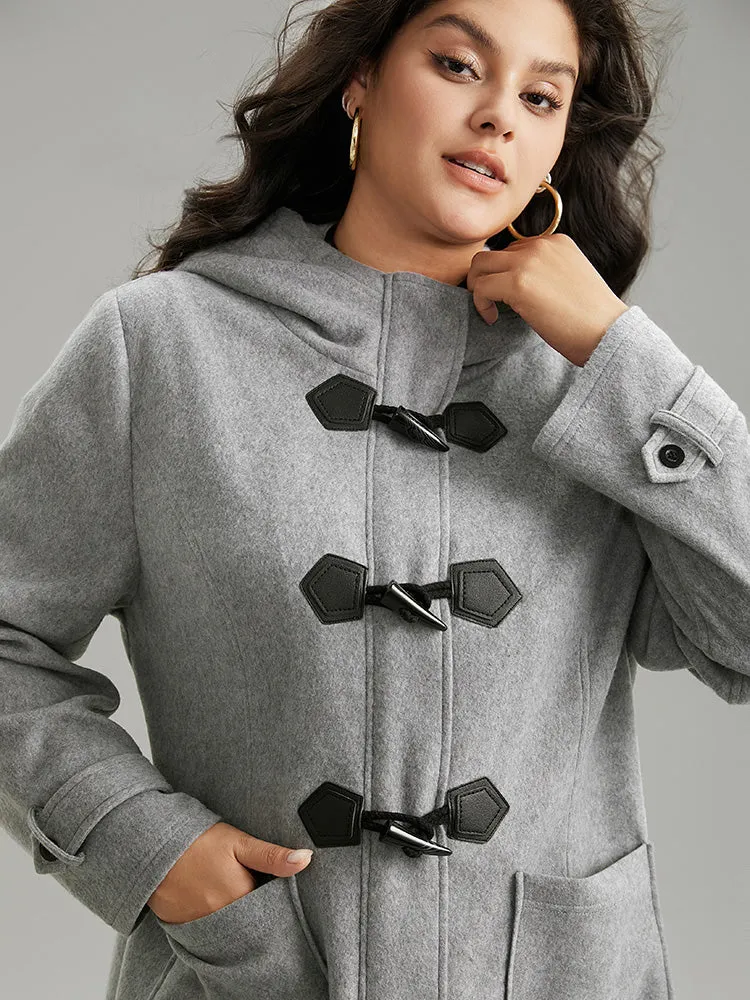 Solid Duffle Button Pocket Hooded Coat sold by Bloomchic product image thumbnail 5