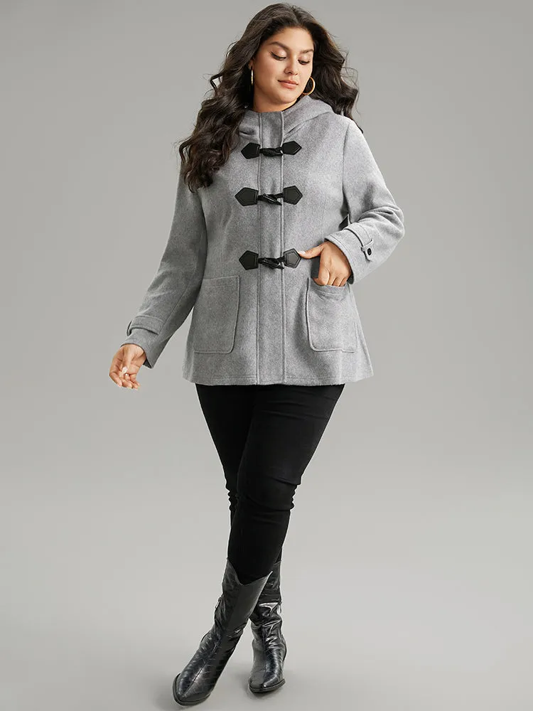 Solid Duffle Button Pocket Hooded Coat sold by Bloomchic product image thumbnail 4