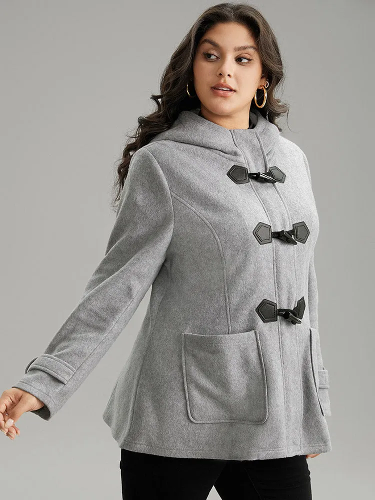 Solid Duffle Button Pocket Hooded Coat sold by Bloomchic product image thumbnail 3