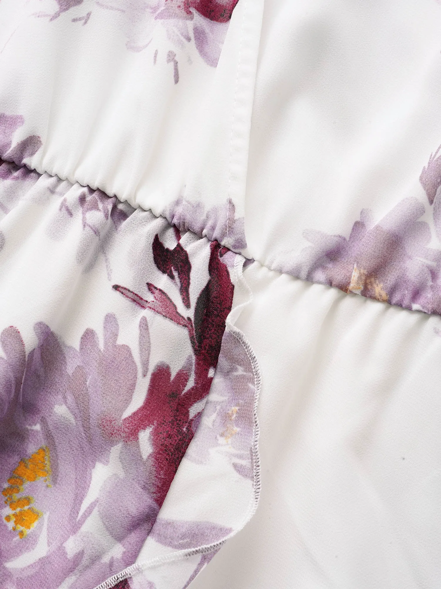 Floral Overlap Collar Ruffle Cap Sleeve Dress sold by Bloomchic product image thumbnail 5