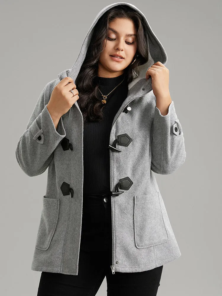 Solid Duffle Button Pocket Hooded Coat sold by Bloomchic product image thumbnail 2