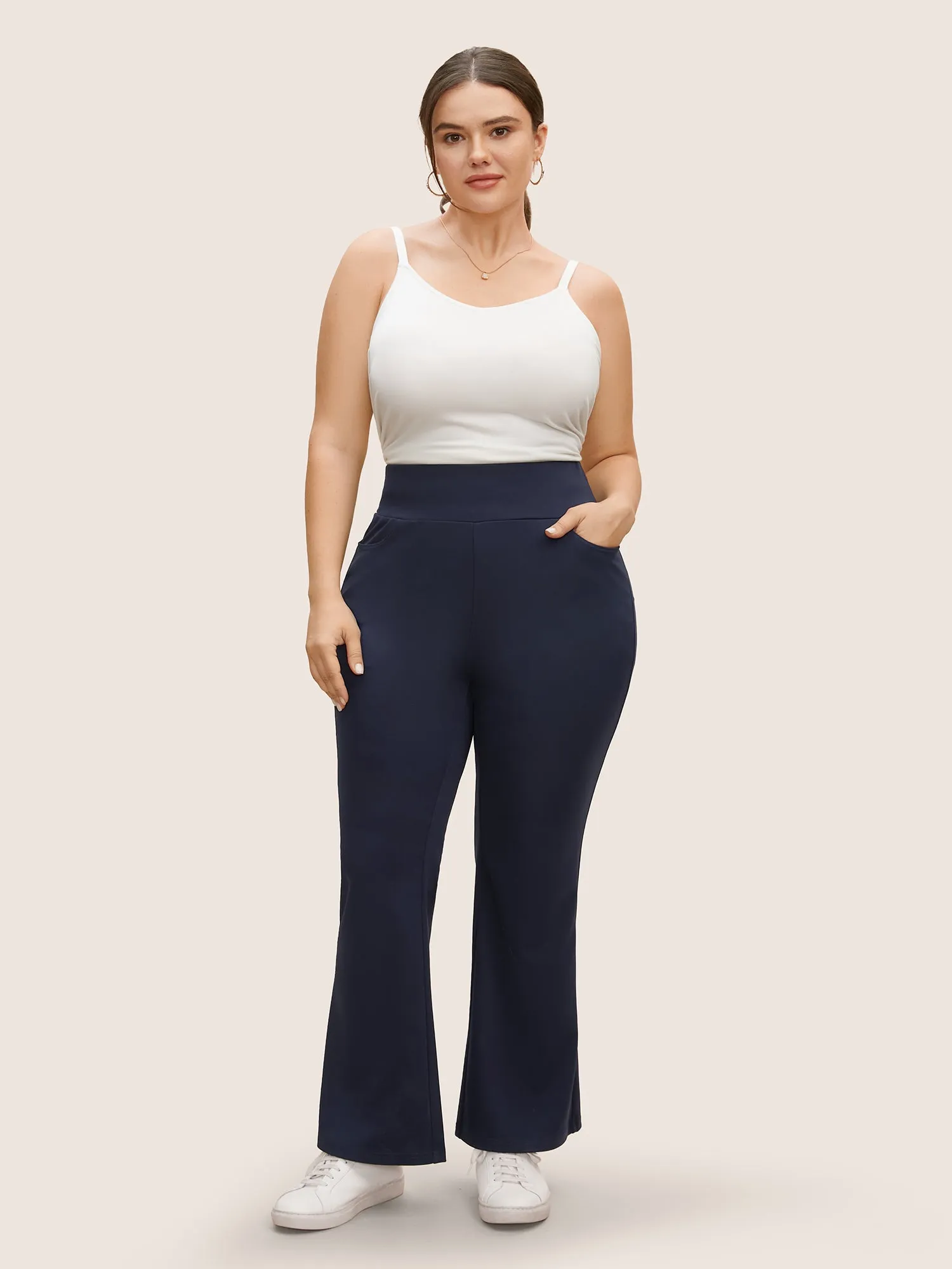 High Rise Wideband Waist Bootcut Leggings sold by Bloomchic product image thumbnail 3