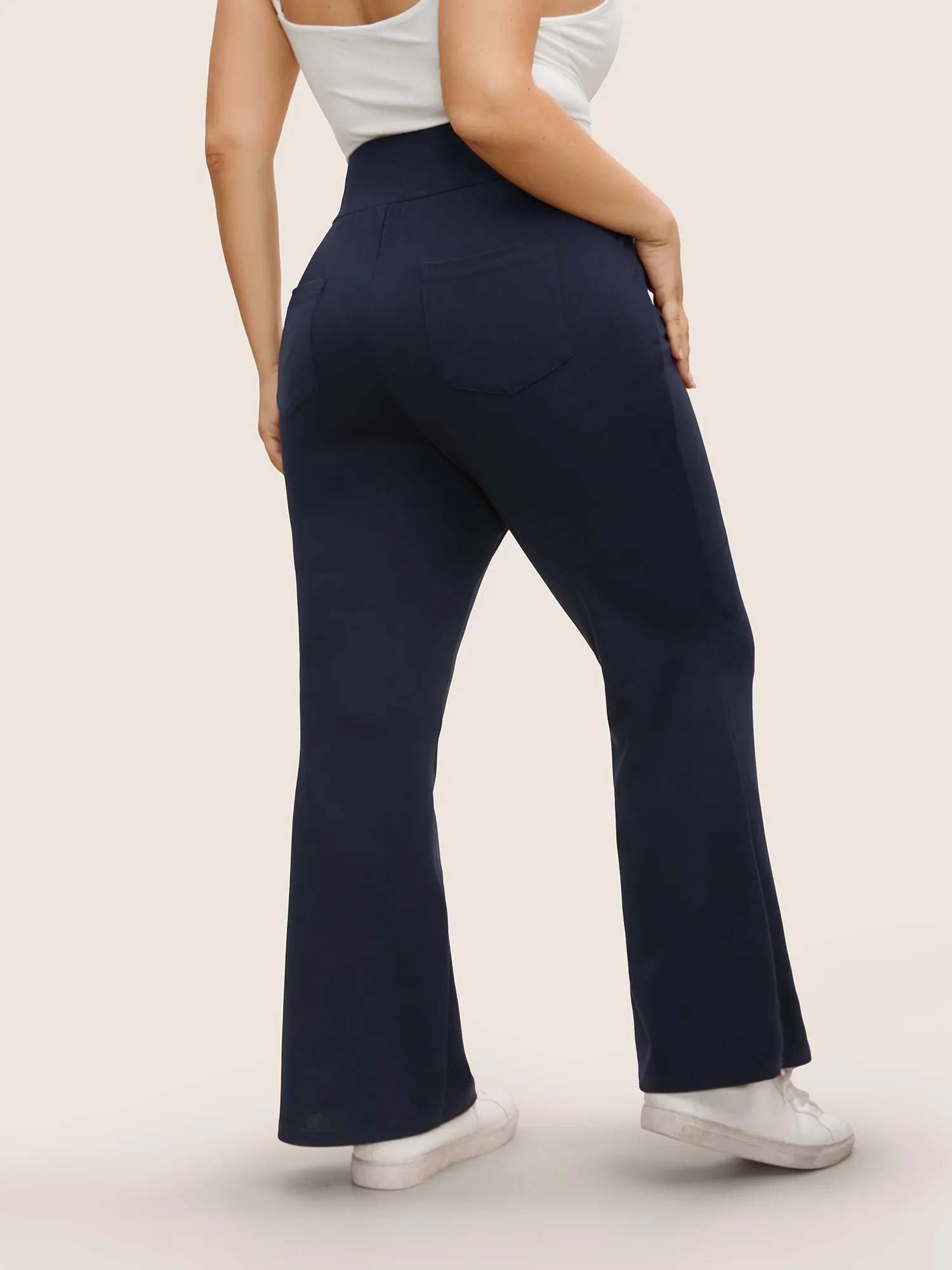 High Rise Wideband Waist Bootcut Leggings sold by Bloomchic product image thumbnail 2