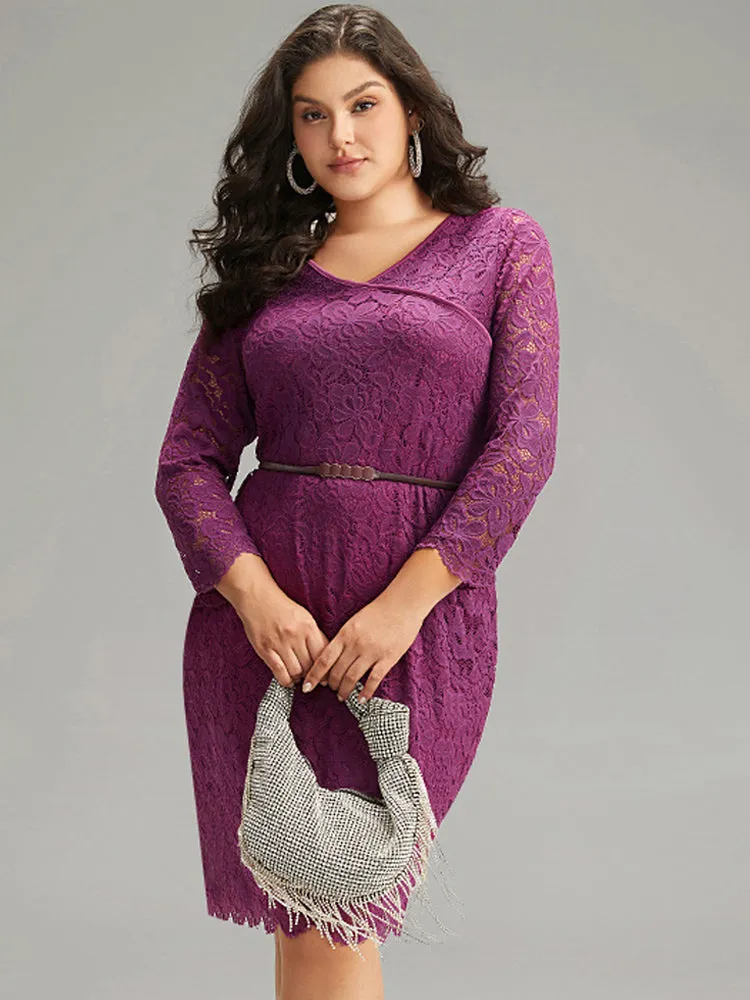 Crochet Lace Mesh Scalloped Trim Dress sold by Bloomchic product image thumbnail 4