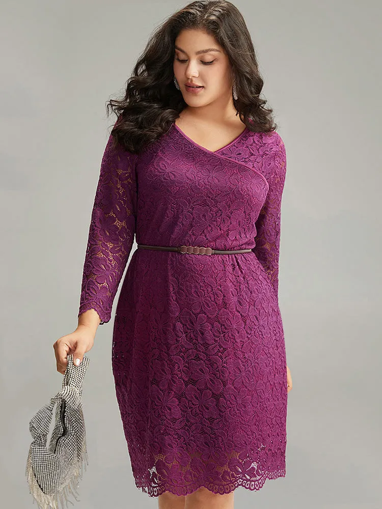 Crochet Lace Mesh Scalloped Trim Dress sold by Bloomchic