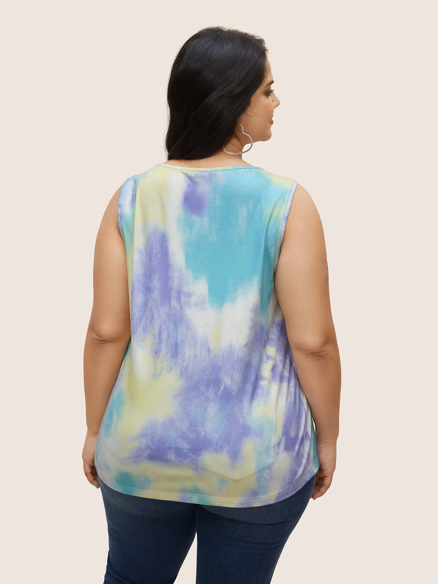 Tie Dye U Neck Pleated Tank Top sold by Bloomchic product image thumbnail 2