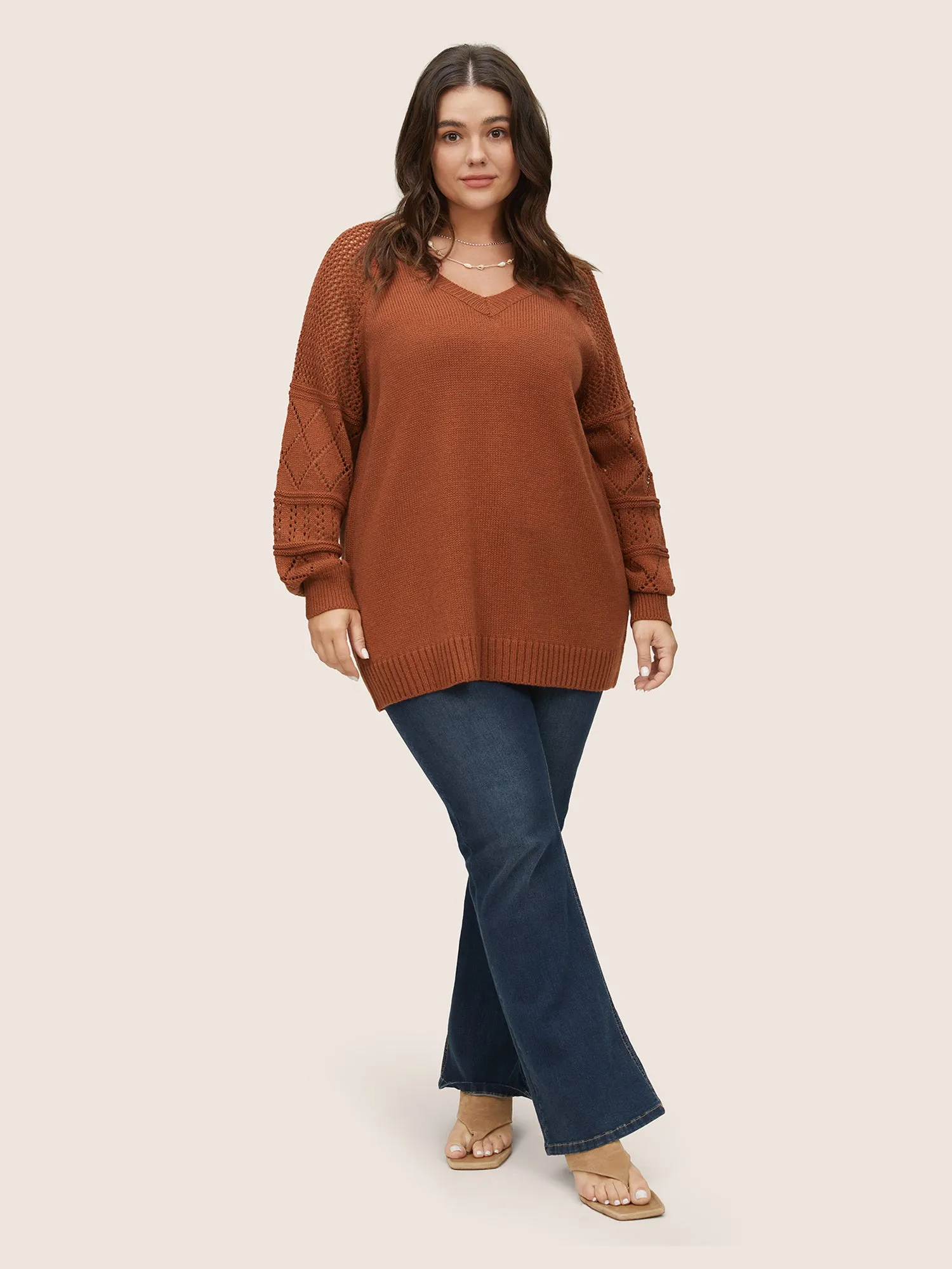 Geometric Hollow Out Raglan Sleeve Pullover sold by Bloomchic product image thumbnail 3