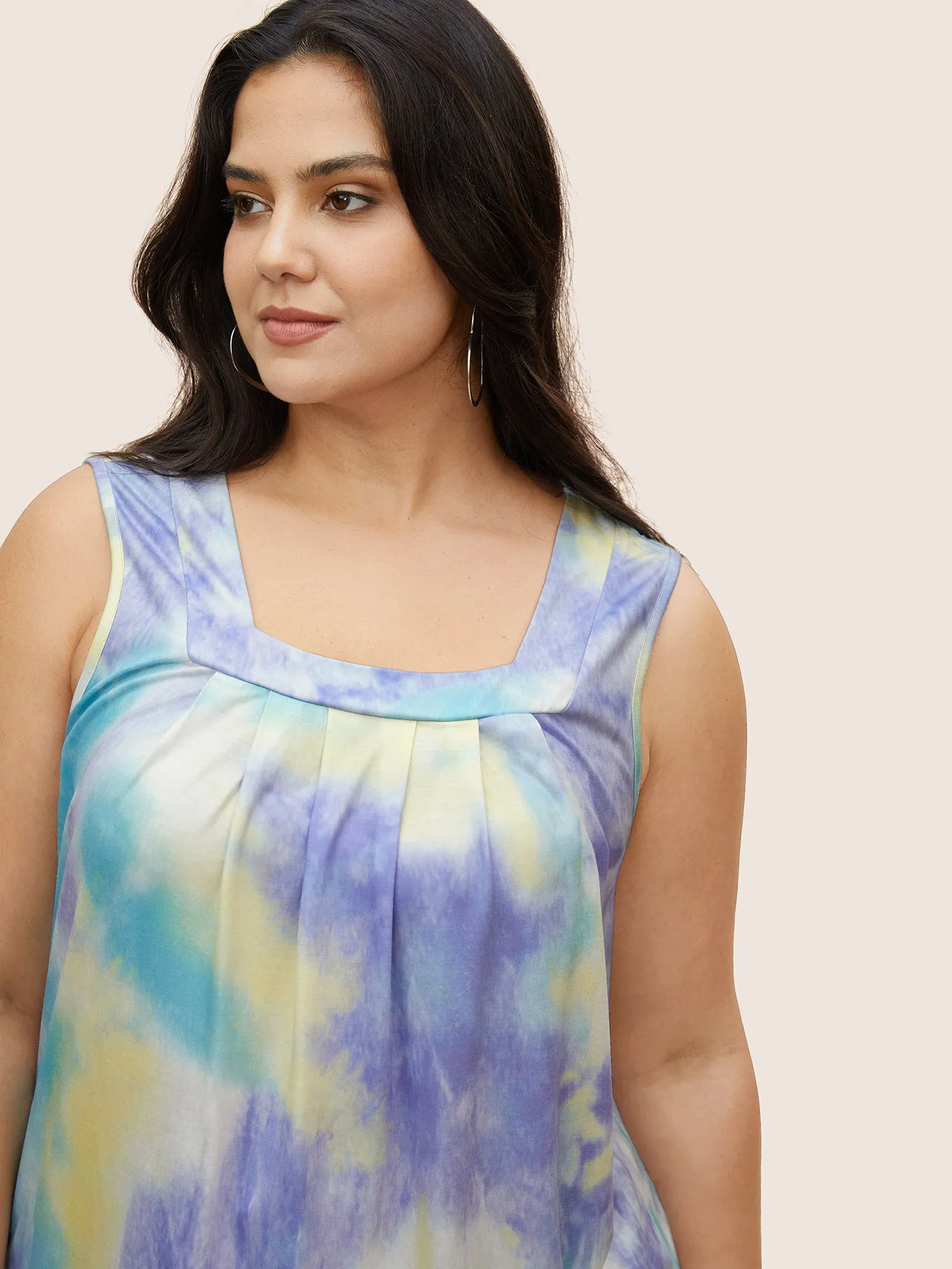 Tie Dye U Neck Pleated Tank Top sold by Bloomchic product image thumbnail 4