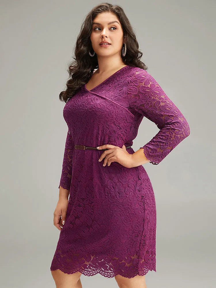 Crochet Lace Mesh Scalloped Trim Dress sold by Bloomchic product image thumbnail 3