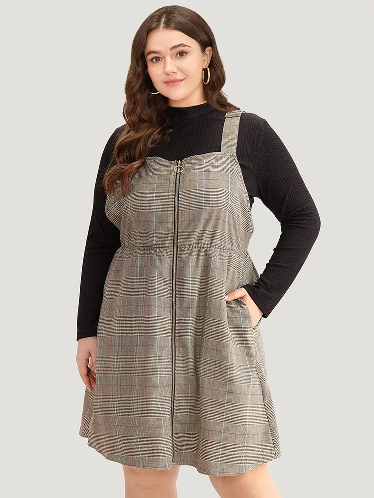 Plaid Zipper Fly Pocket Cami Dress sold by Bloomchic