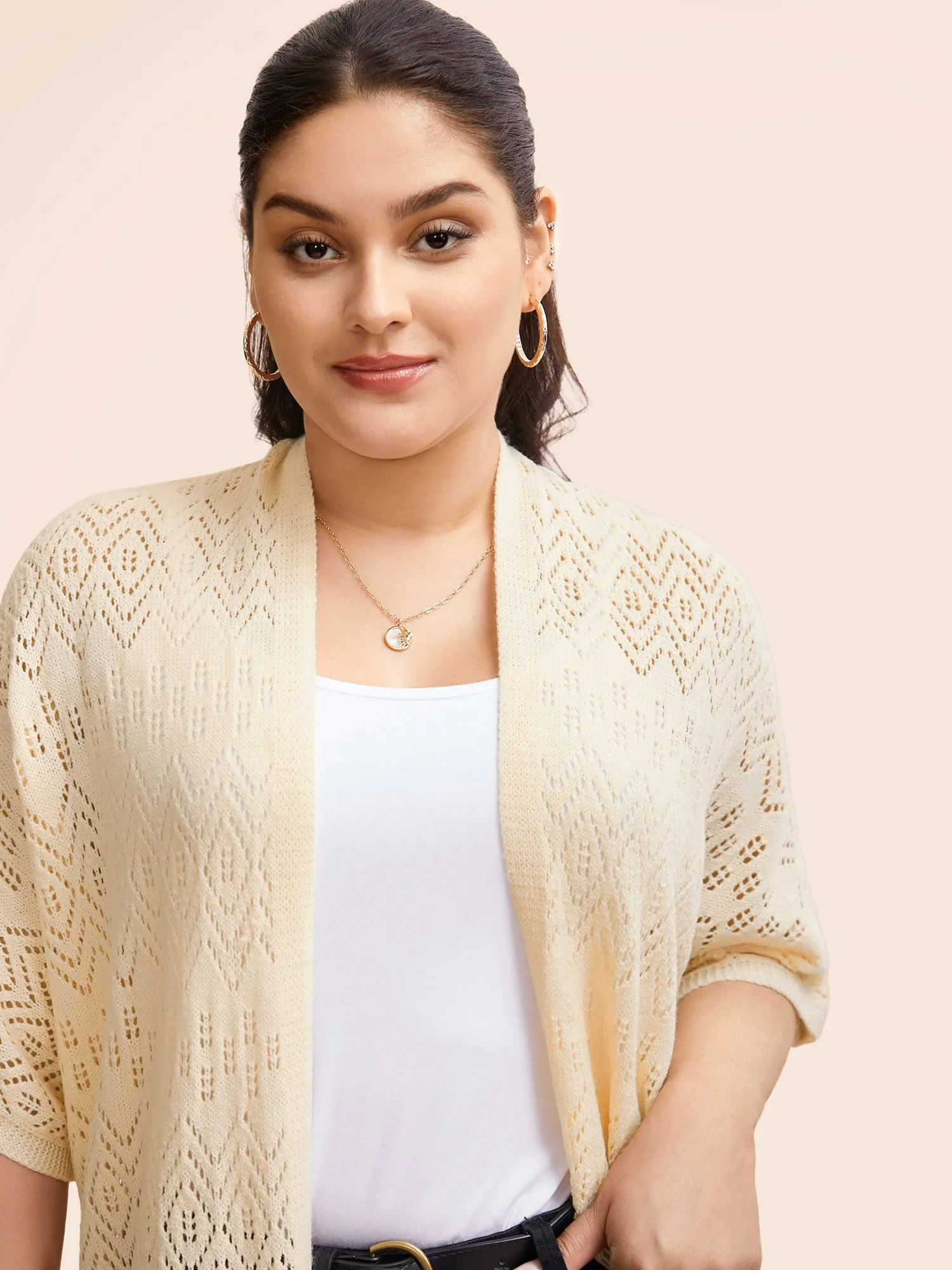 Kimono Collar Cut Out Tassel Trim Cardigan sold by Bloomchic product image thumbnail 5