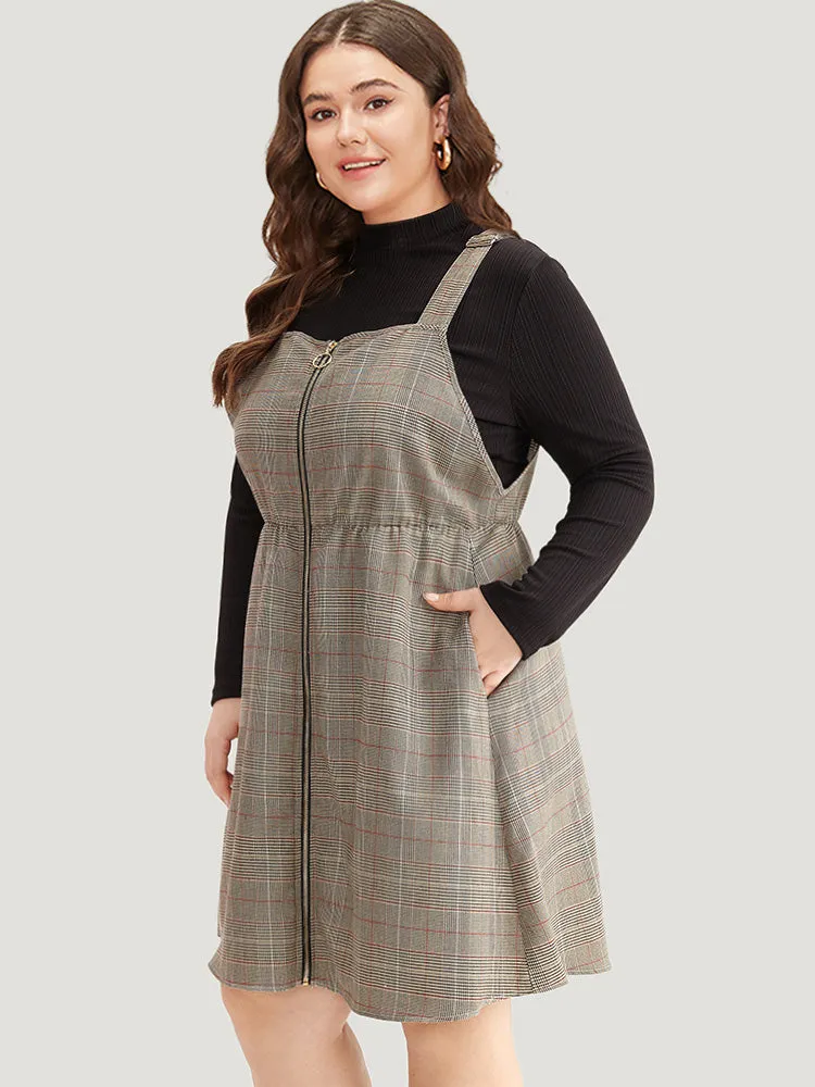 Plaid Zipper Fly Pocket Cami Dress sold by Bloomchic product image thumbnail 3