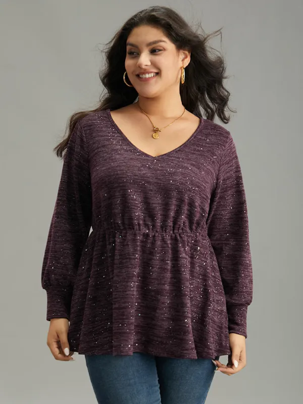 Heather Sequin Elastic Waist T-shirt sold by Bloomchic